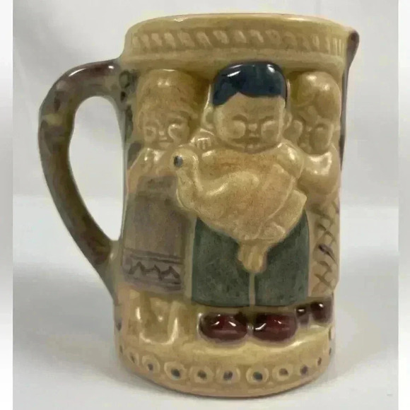 Vintage Ceramic Miniature Pitcher Creamer 3 Children Goose Hand Painted 1971 VTG - Picture 2 of 8